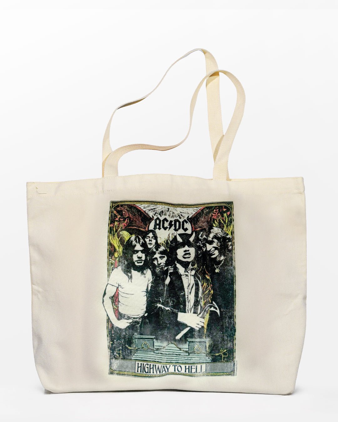 AC/DC Highway To Hell Ivory Tote Bag - Roots of Fight Canada
