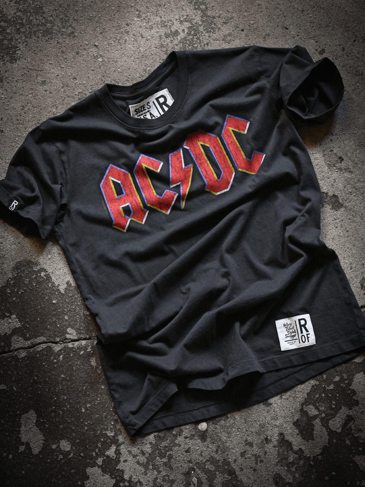 AC/DC Vintage Black Tee - Roots of Fight Canada