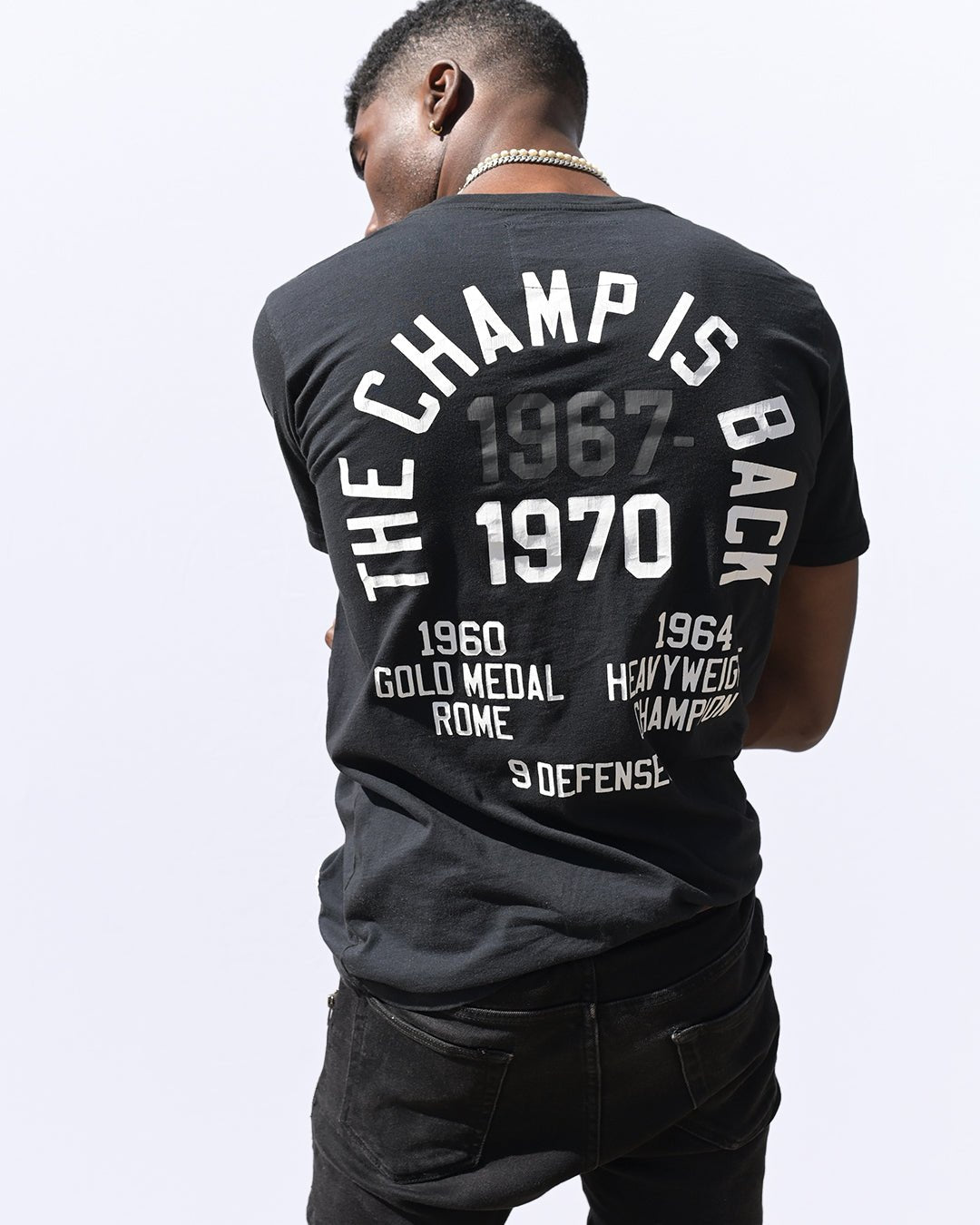 Ali Champ Is Back Black Tee - Roots of Fight Canada