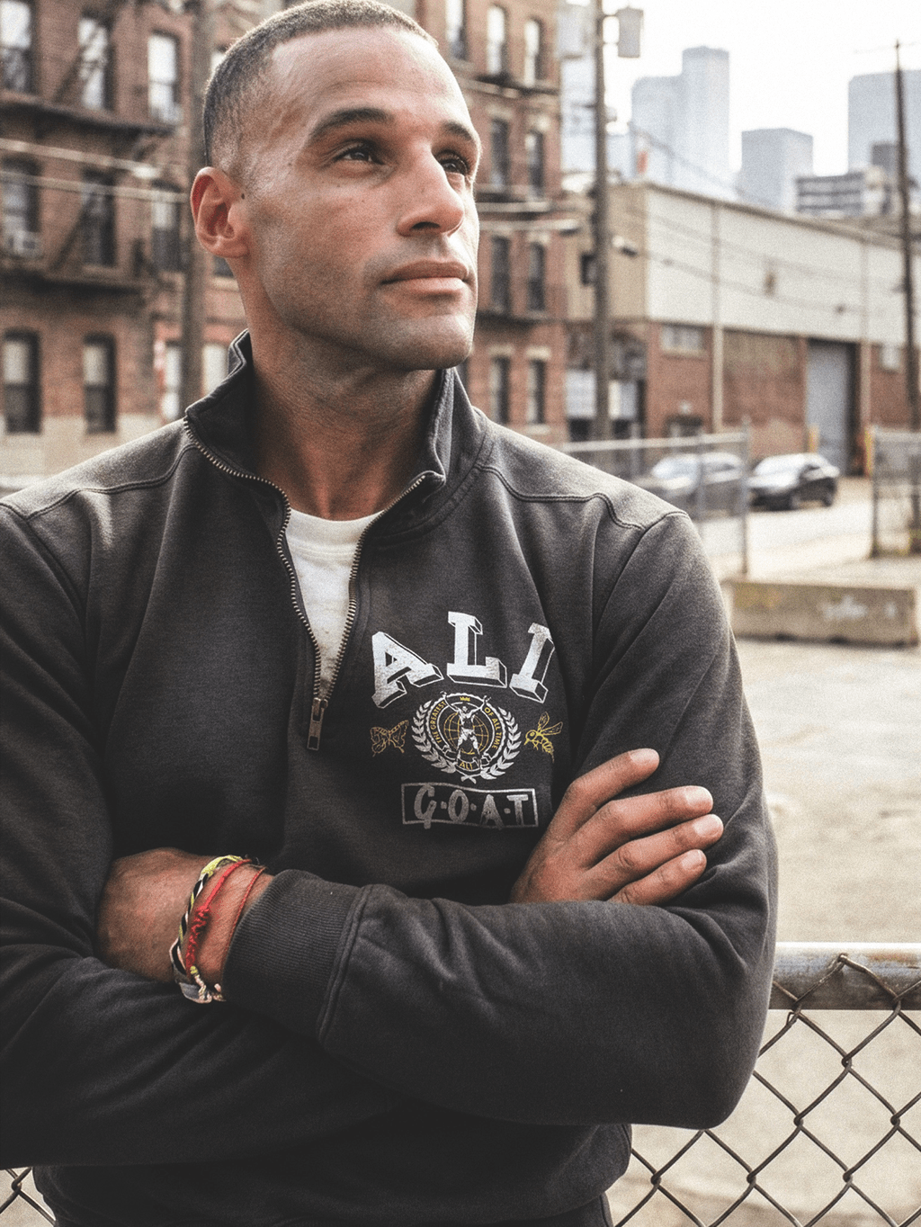 Ali GOAT Charcoal Quarter-Zip Sweatshirt - Roots of Fight Canada