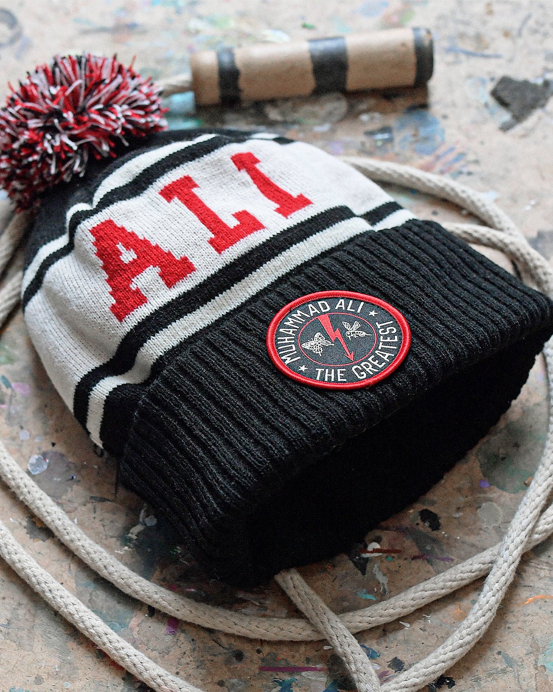 Ali "The Greatest" Black Pom Pom Beanie - Roots of Fight Canada