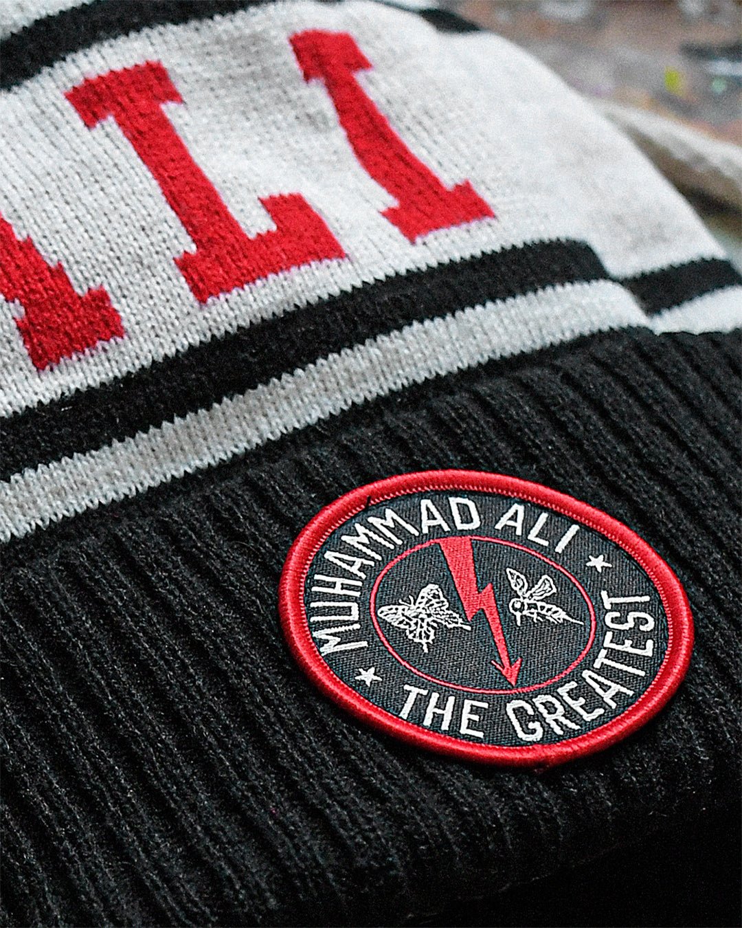 Ali "The Greatest" Black Pom Pom Beanie - Roots of Fight Canada