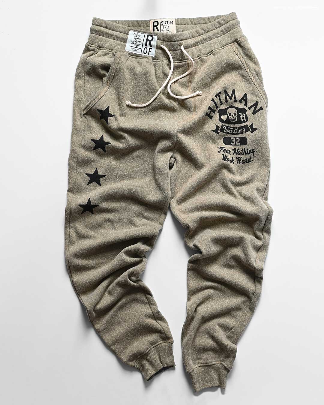 Bret Hart 'Fear Nothing' Olive Sweatpants - Roots of Fight Canada
