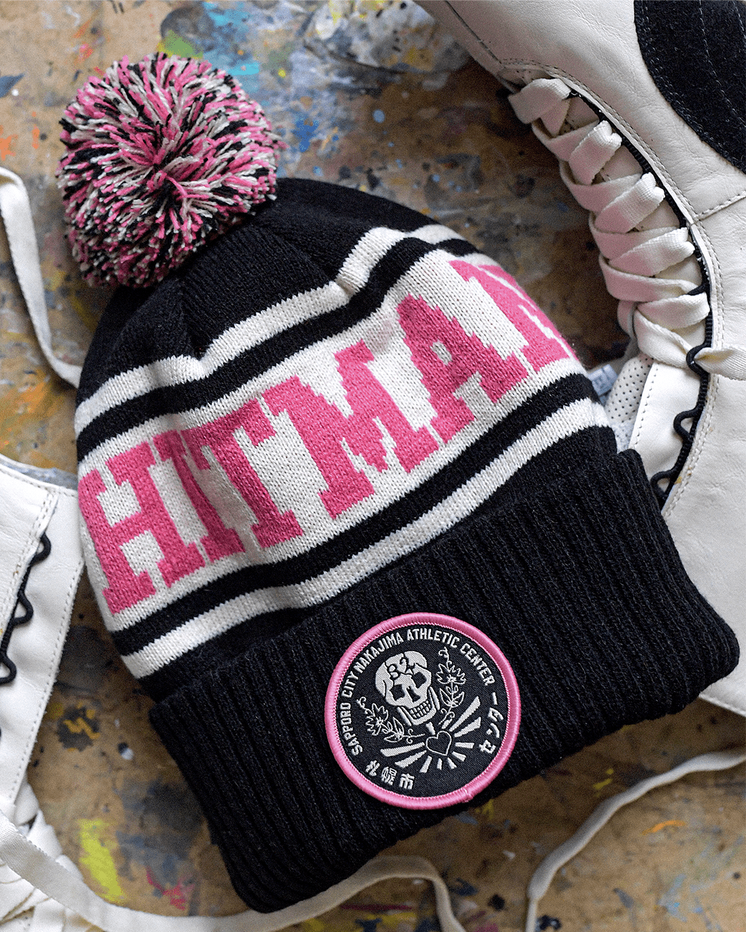Bret Hart Hitman Black Pom Pom Beanie - Roots of Fight Canada