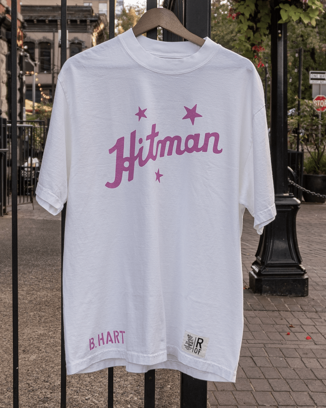 Bret Hart Hitman White Heavyweight Tee - Roots of Fight Canada