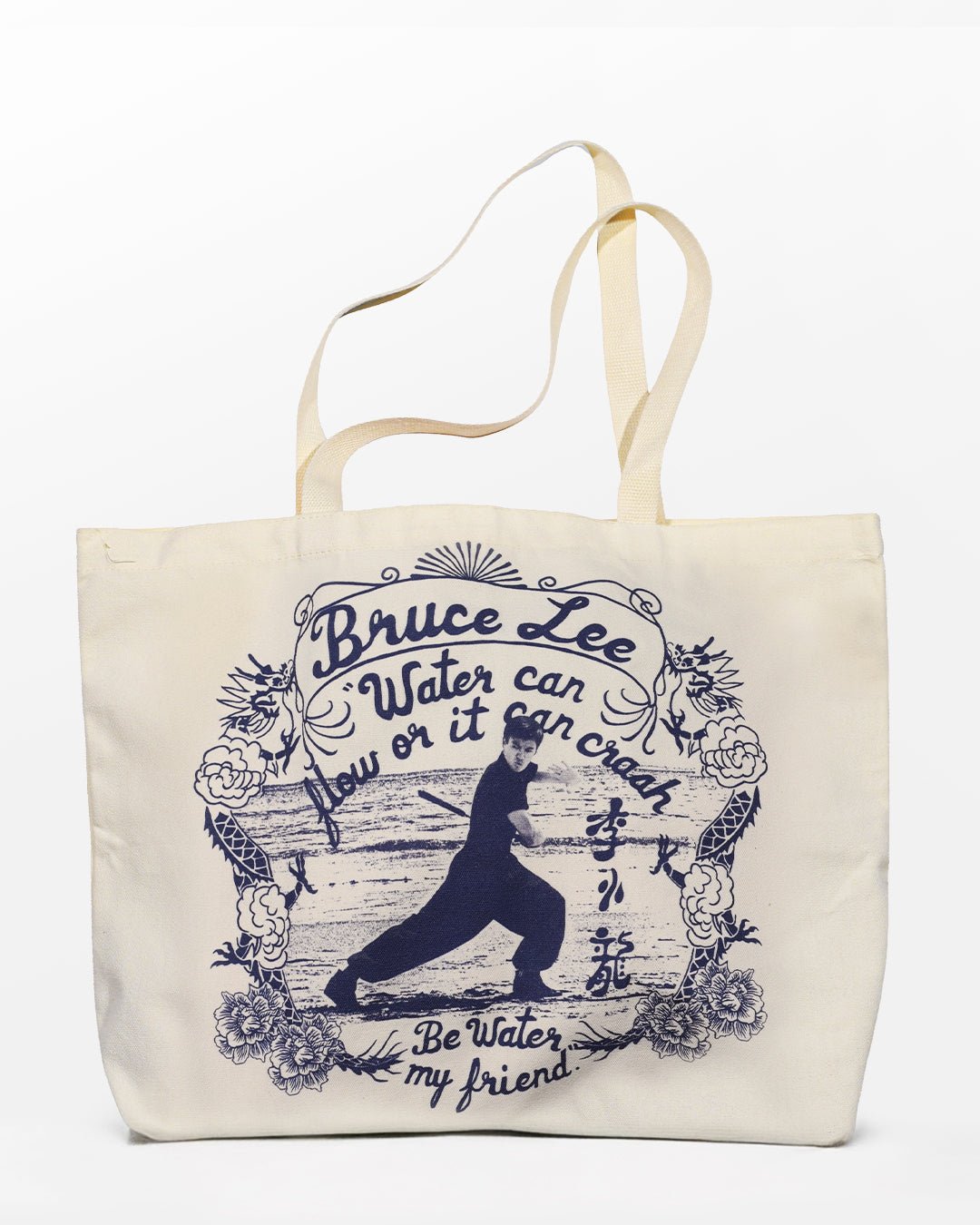 Bruce Lee Be Water Ivory Tote Bag - Roots of Fight Canada