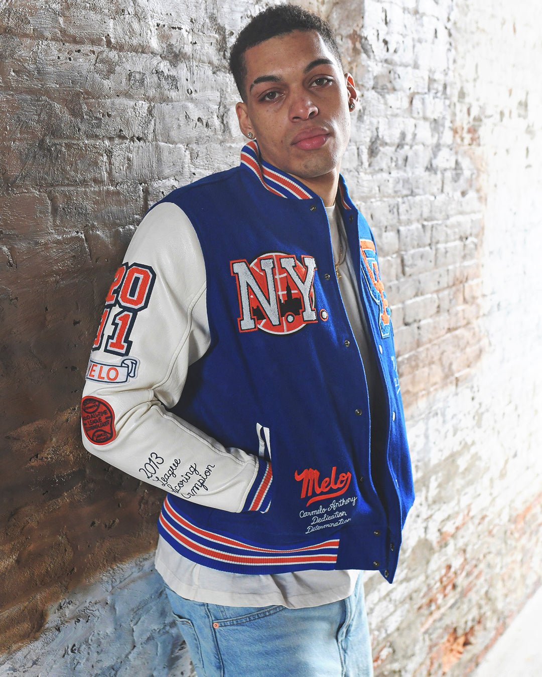 C. Anthony New York Blue Varsity Jacket - Roots of Fight Canada