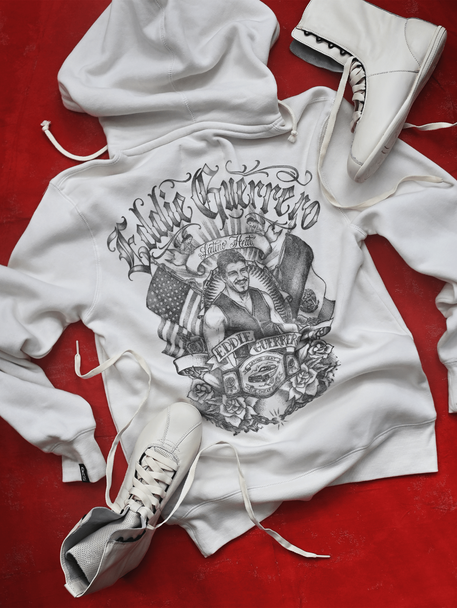 Eddie Guerrero Latino Heat White PO Hoody - Roots of Fight Canada