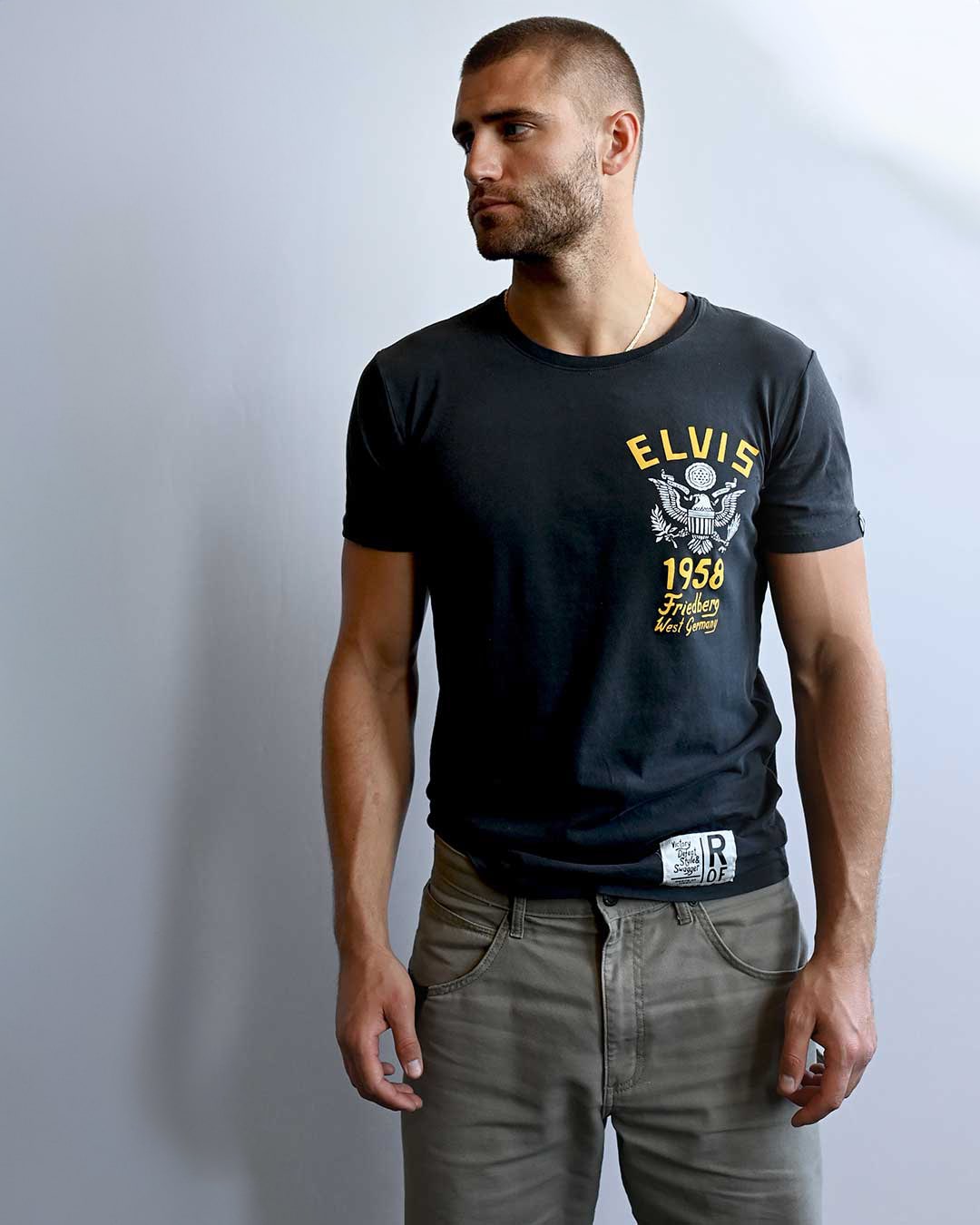 Elvis 32nd Armor '58 Germany Black Tee - Roots of Fight Canada