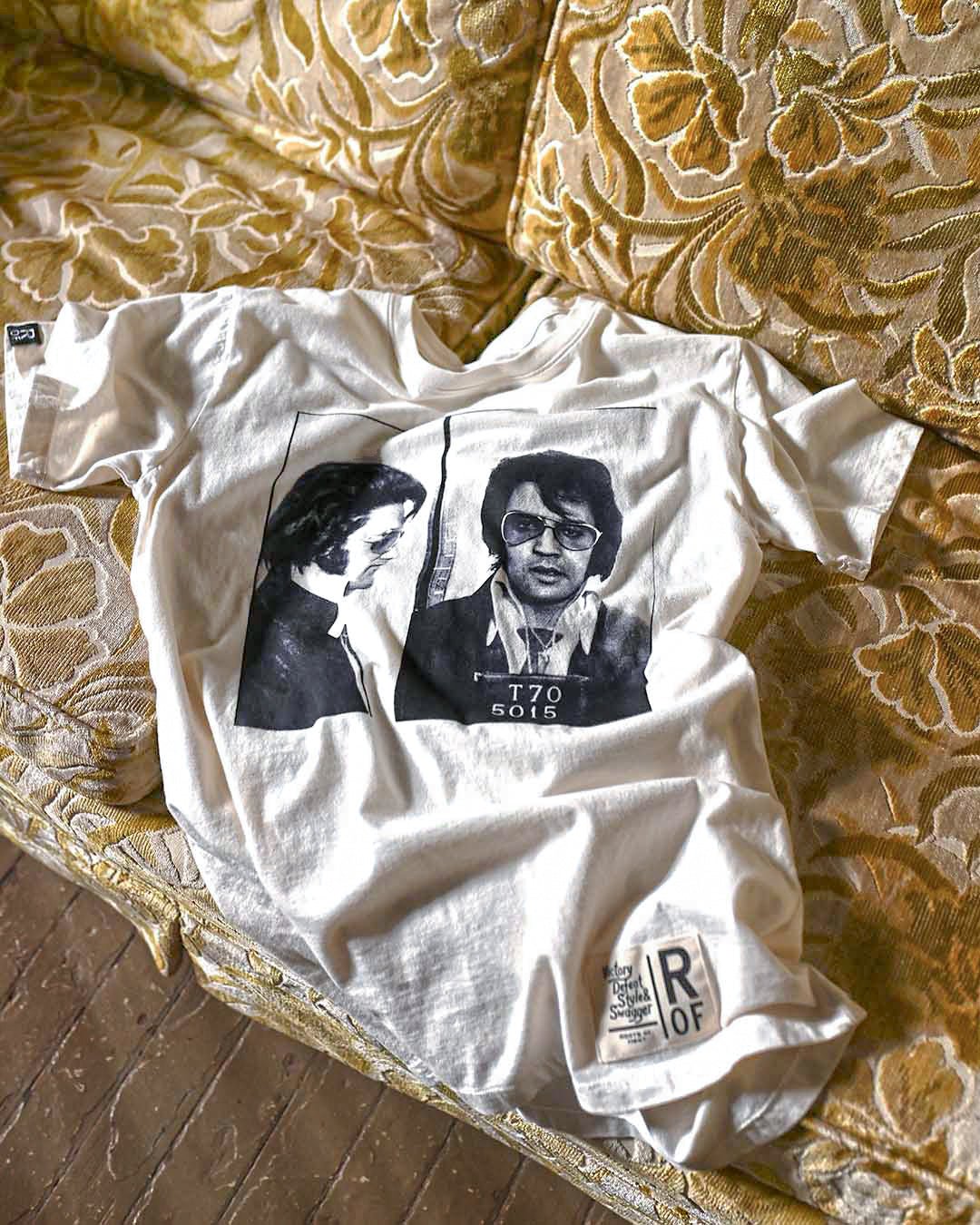 Elvis Presley Mug Shot Photo White Tee - Roots of Fight Canada