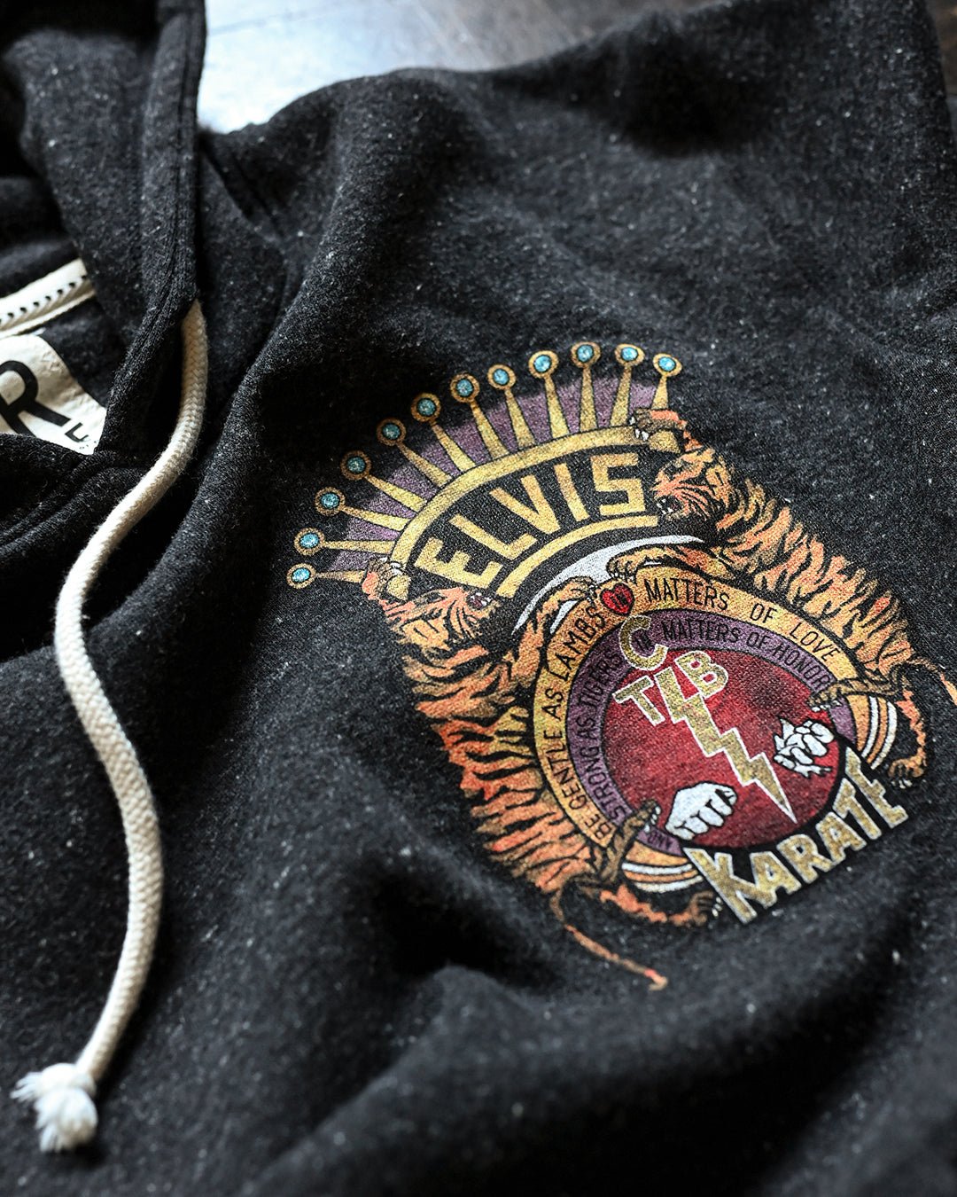 Elvis TCB Tiger Crest Black PO Hoody - Roots of Fight Canada
