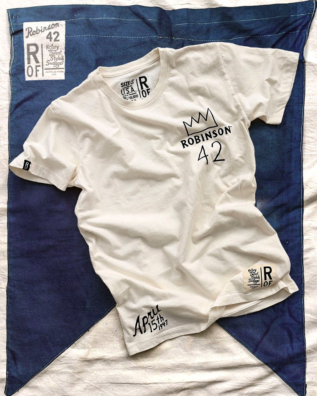 Jackie Robinson #42 Crown White Tee - Roots of Fight Canada