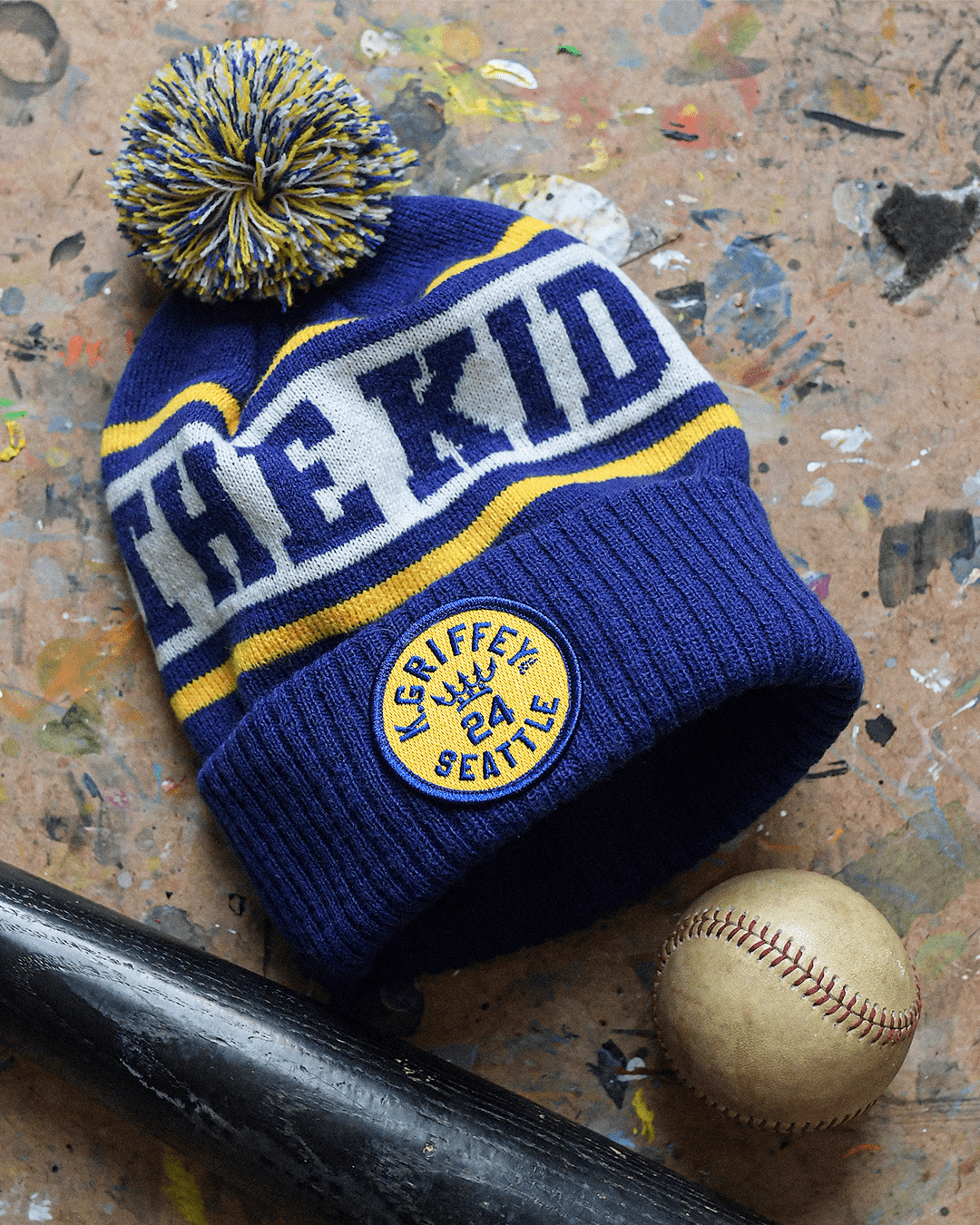 Ken Griffey Jr. 'The Kid' Blue Pom Pom Beanie - Roots of Fight Canada
