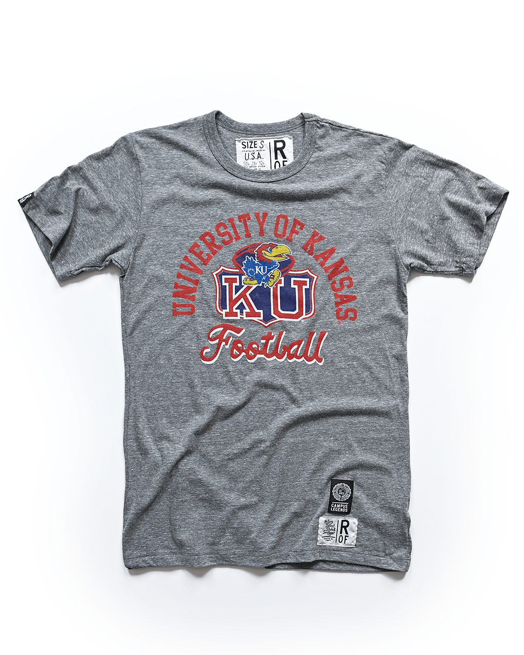 KU - Jayhawks Football Grey Triblend Tee - Roots of Fight Canada