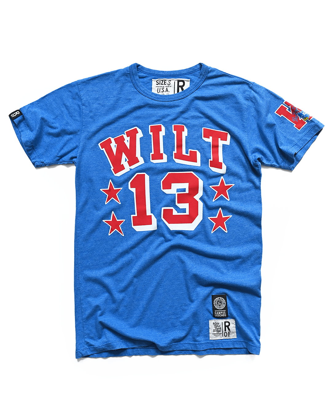 KU - Wilt Chamberlain 13 Blue Triblend Tee - Roots of Fight Canada