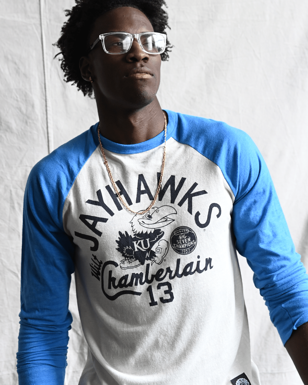 KU - Wilt Jayhawks 13 Blue Raglan Tee - Roots of Fight Canada