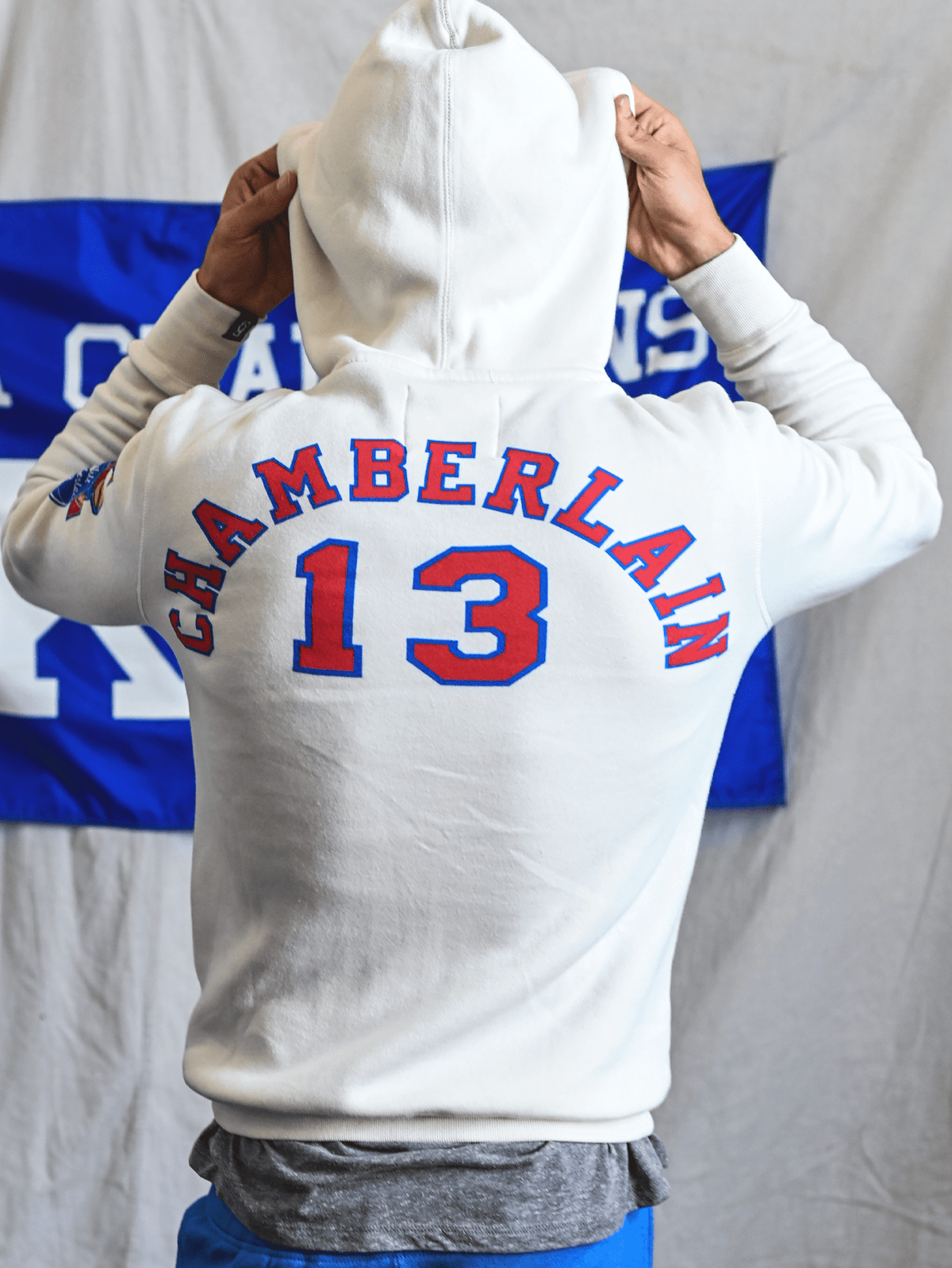 KU - Wilt Jayhawks Basketball #13 White PO Hoody - Roots of Fight Canada