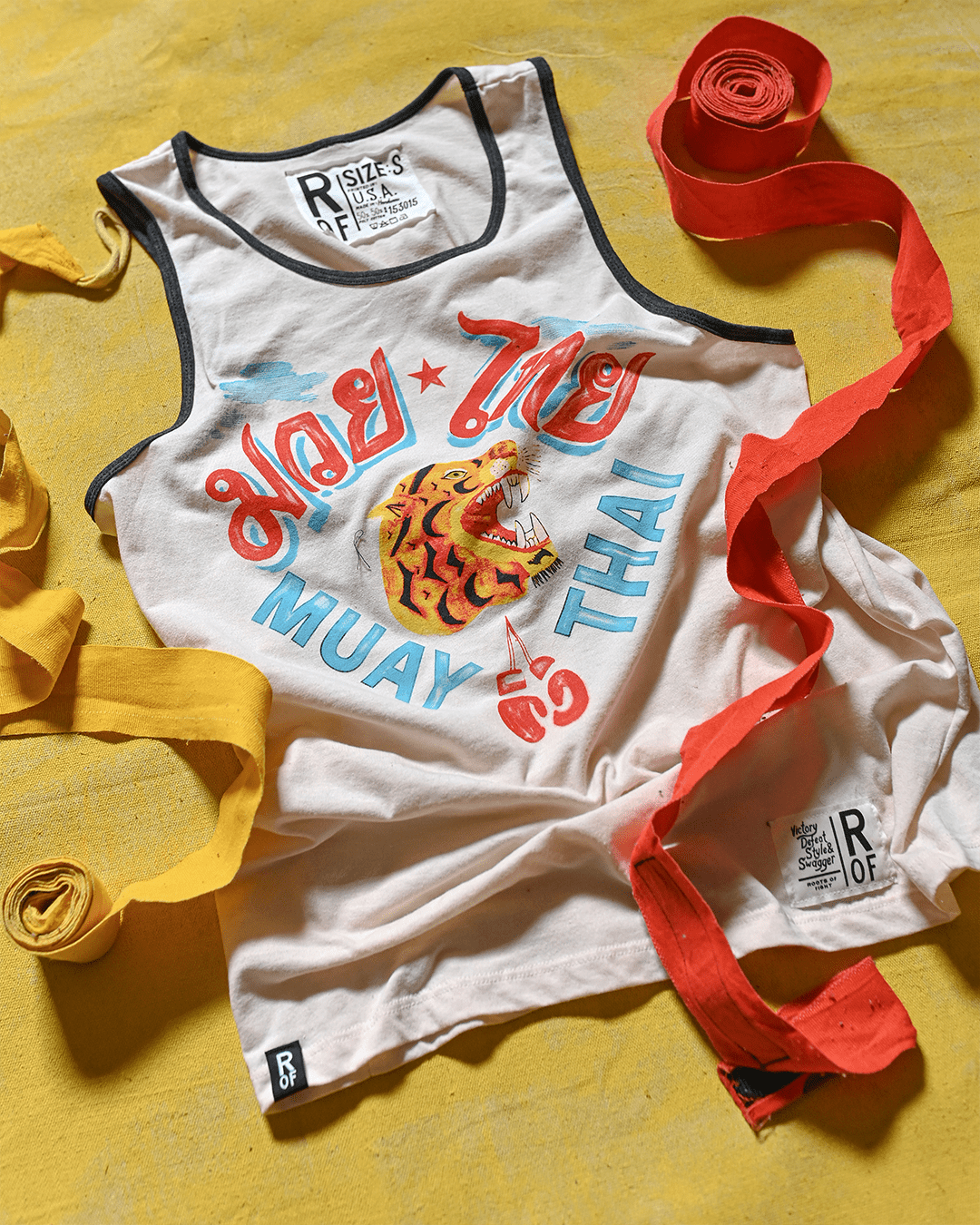 Muay Thai Vintage White Tank - Roots of Fight Canada