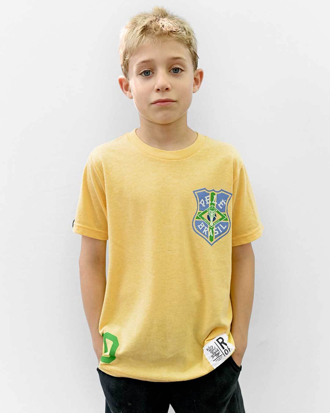 Pelé #10 Brasil Gold Kid's Tee - Roots of Fight Canada