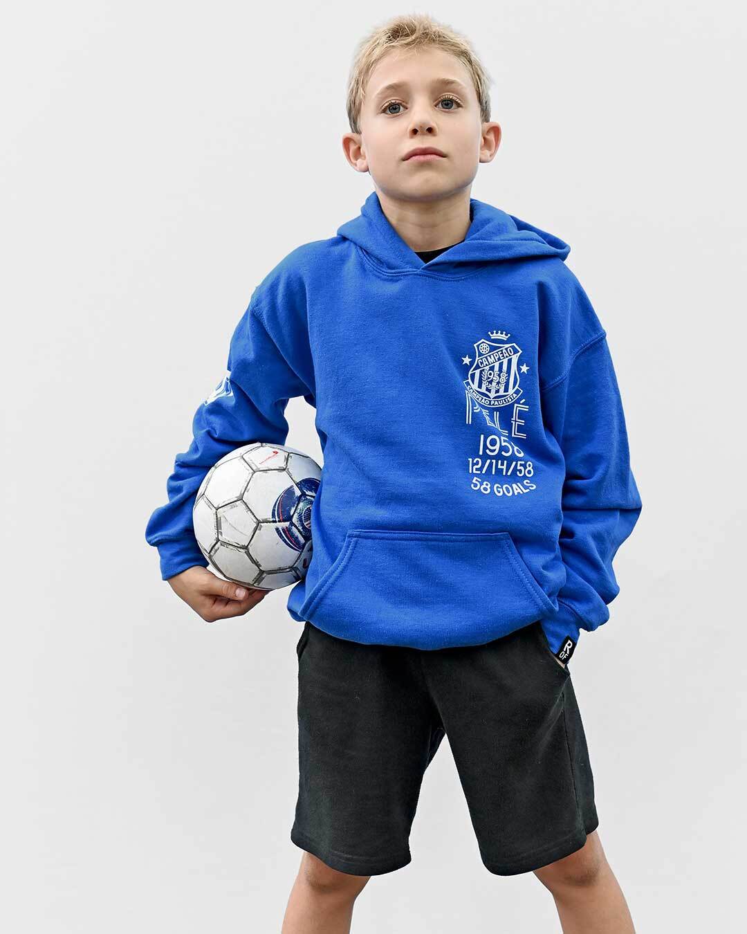 Pelé Santos Blue Kid's PO Hoody - Roots of Fight Canada
