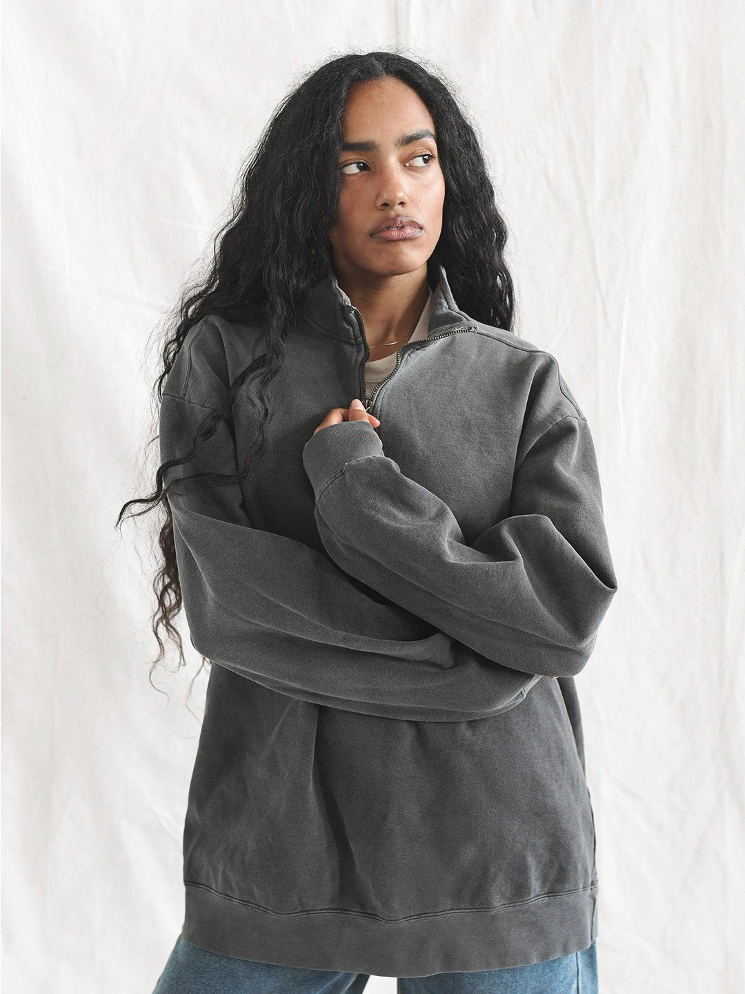 Premium Midweight Quarter - Zip Charcoal Sweatshirt - Roots of Fight Canada