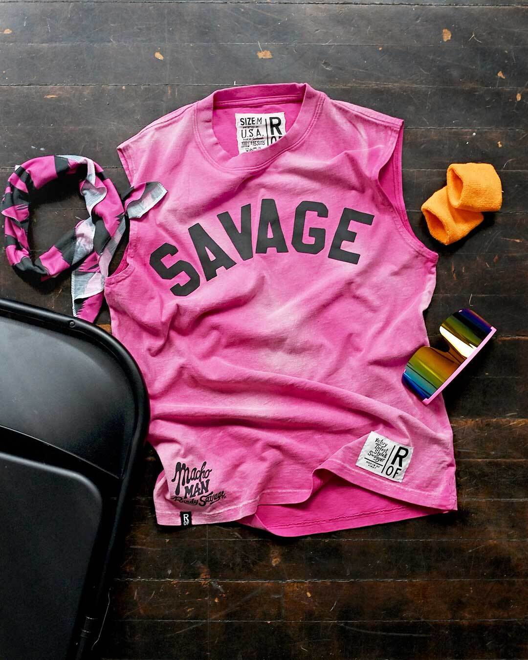 Randy Savage Beach Wash Pink Muscle Tee - Roots of Fight Canada