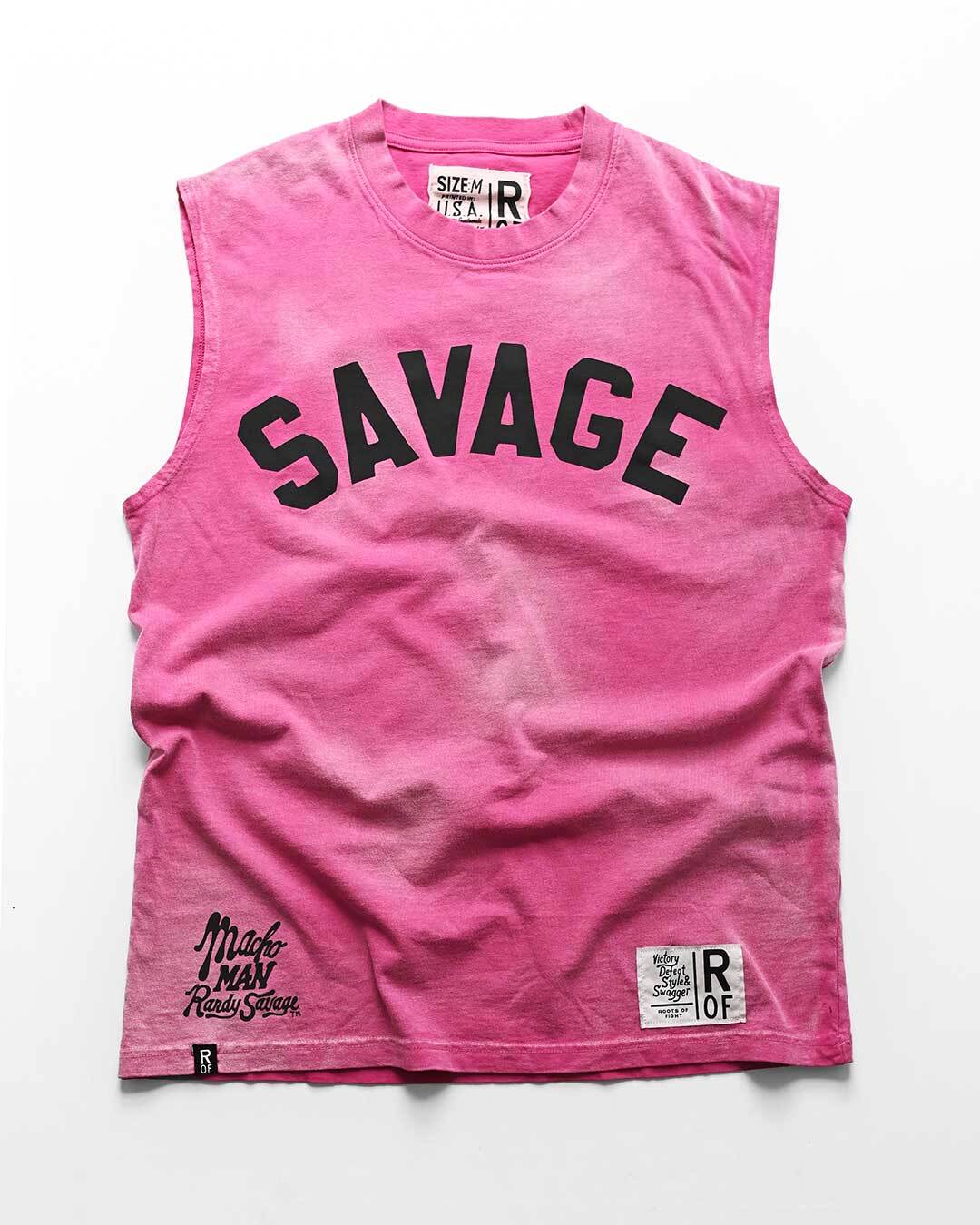 Randy Savage Beach Wash Pink Muscle Tee - Roots of Fight Canada