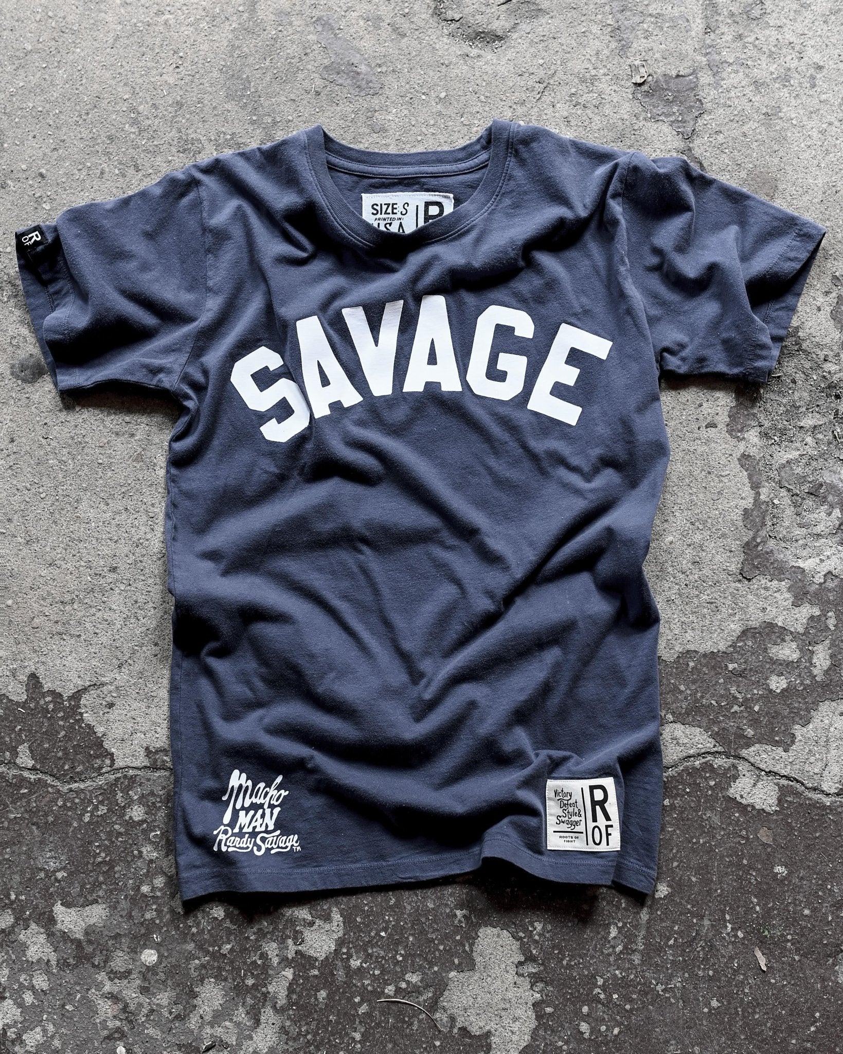 Randy Savage Navy Tee - Roots of Fight Canada