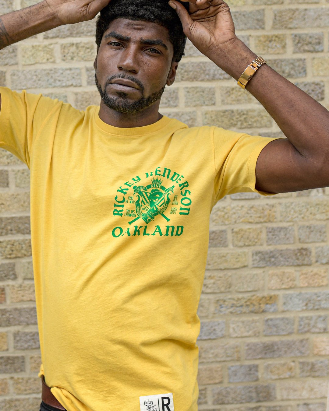 Rickey Henderson Stolen Base King Gold Tee - Roots of Fight Canada