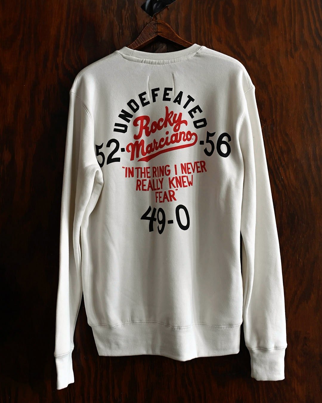 Rocky Marciano Undefeated Champ White Sweatshirt - Roots of Fight Canada