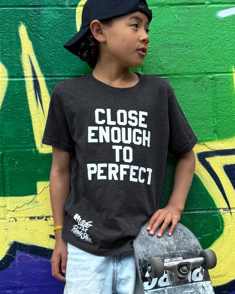 Savage 'Close Enough To Perfect' Black Kid's Tee - Roots of Fight Canada