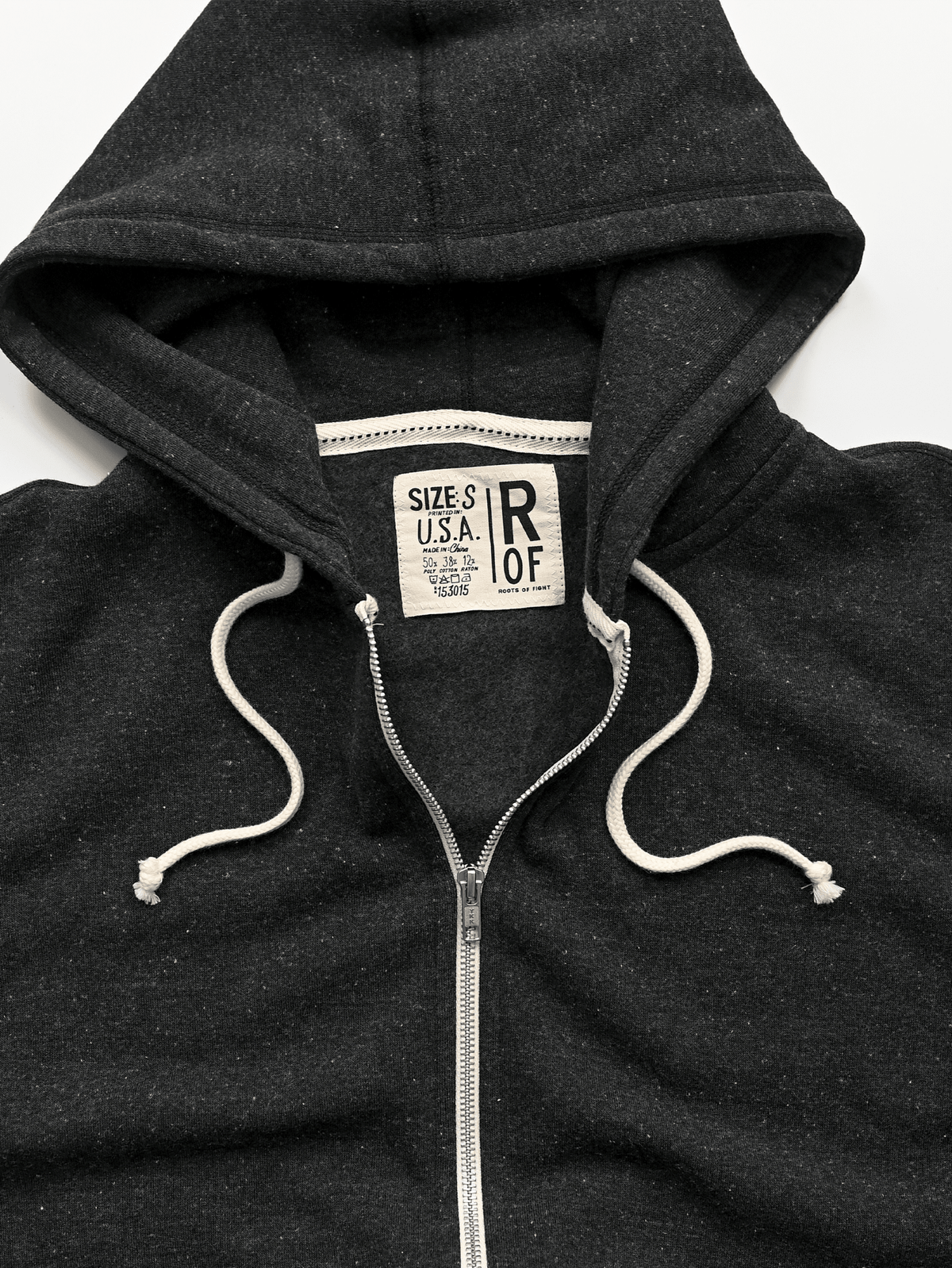Supersoft Midweight Heather Black Full Zip Hoody - Roots of Fight Canada