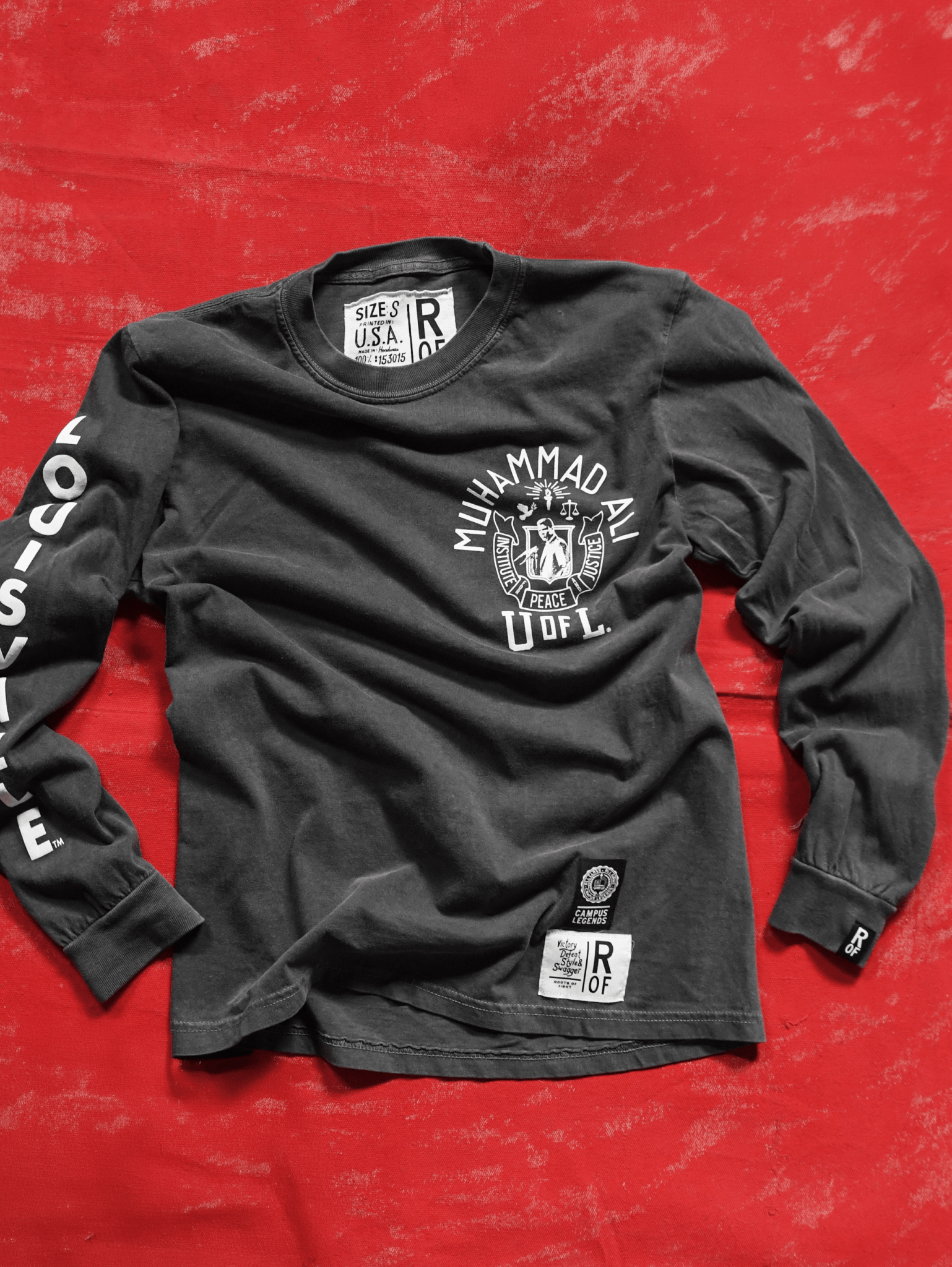 UofL - Ali Peace & Justice Charcoal Long Sleeve Tee - Roots of Fight Canada