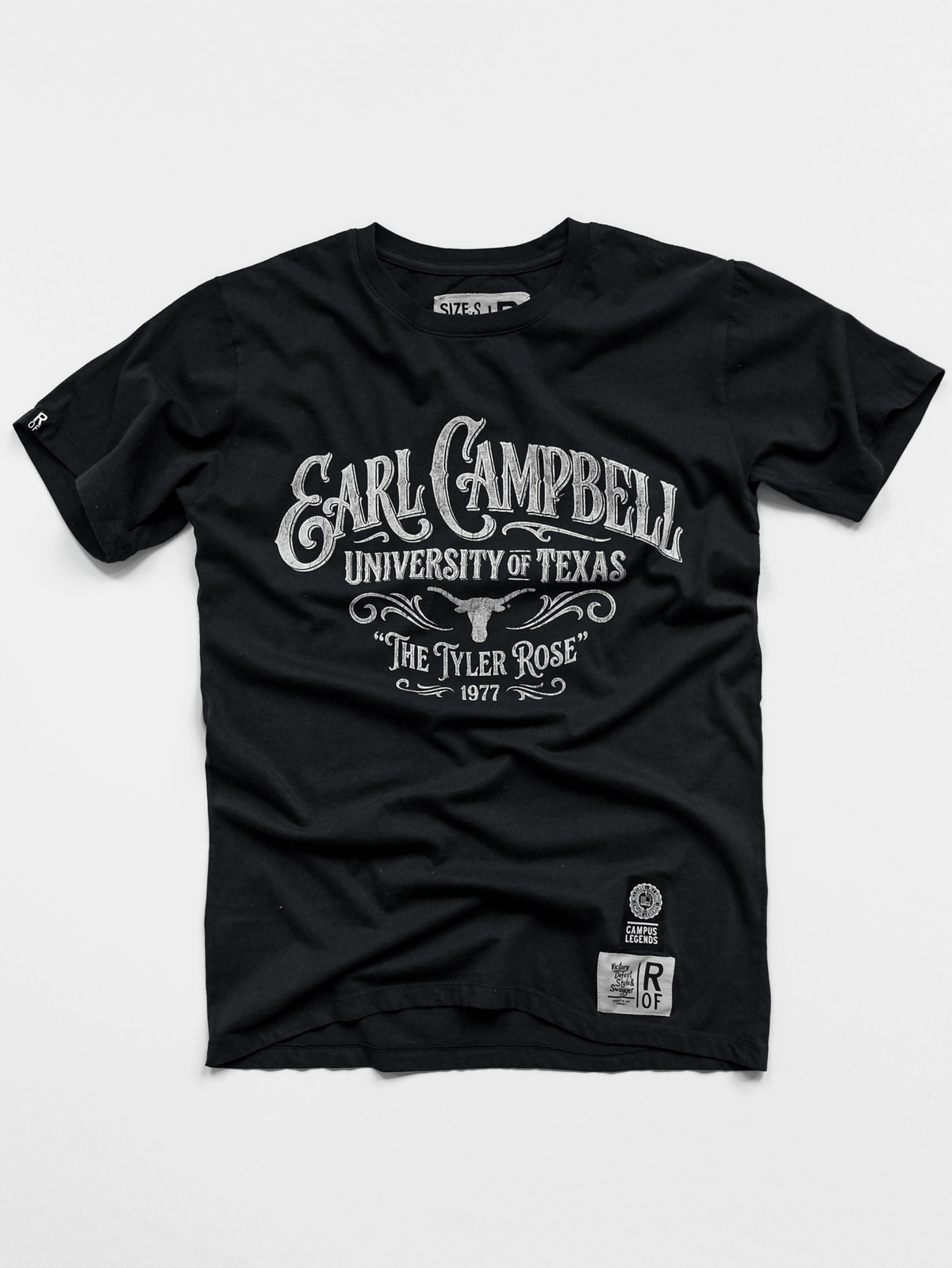 UT - Earl Campbell The Tyler Rose Black Tee - Roots of Fight Canada