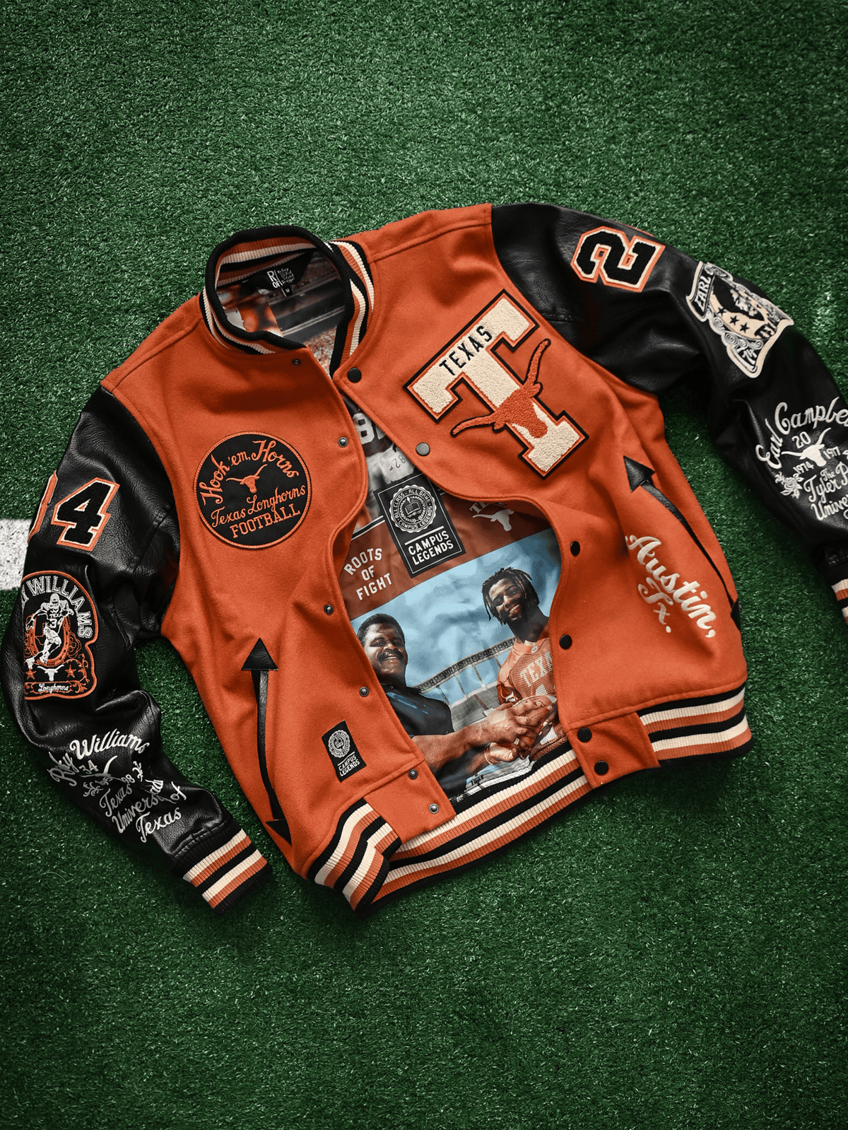 UT - Ricky Williams x Earl Campbell Varsity Jacket - Roots of Fight Canada