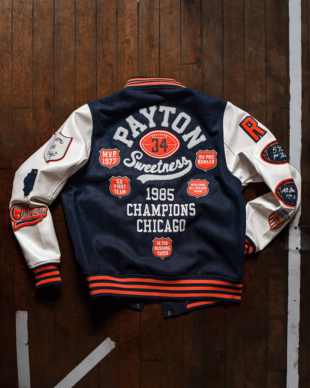 Walter Payton Legacy Navy Varsity Jacket - Roots of Fight Canada