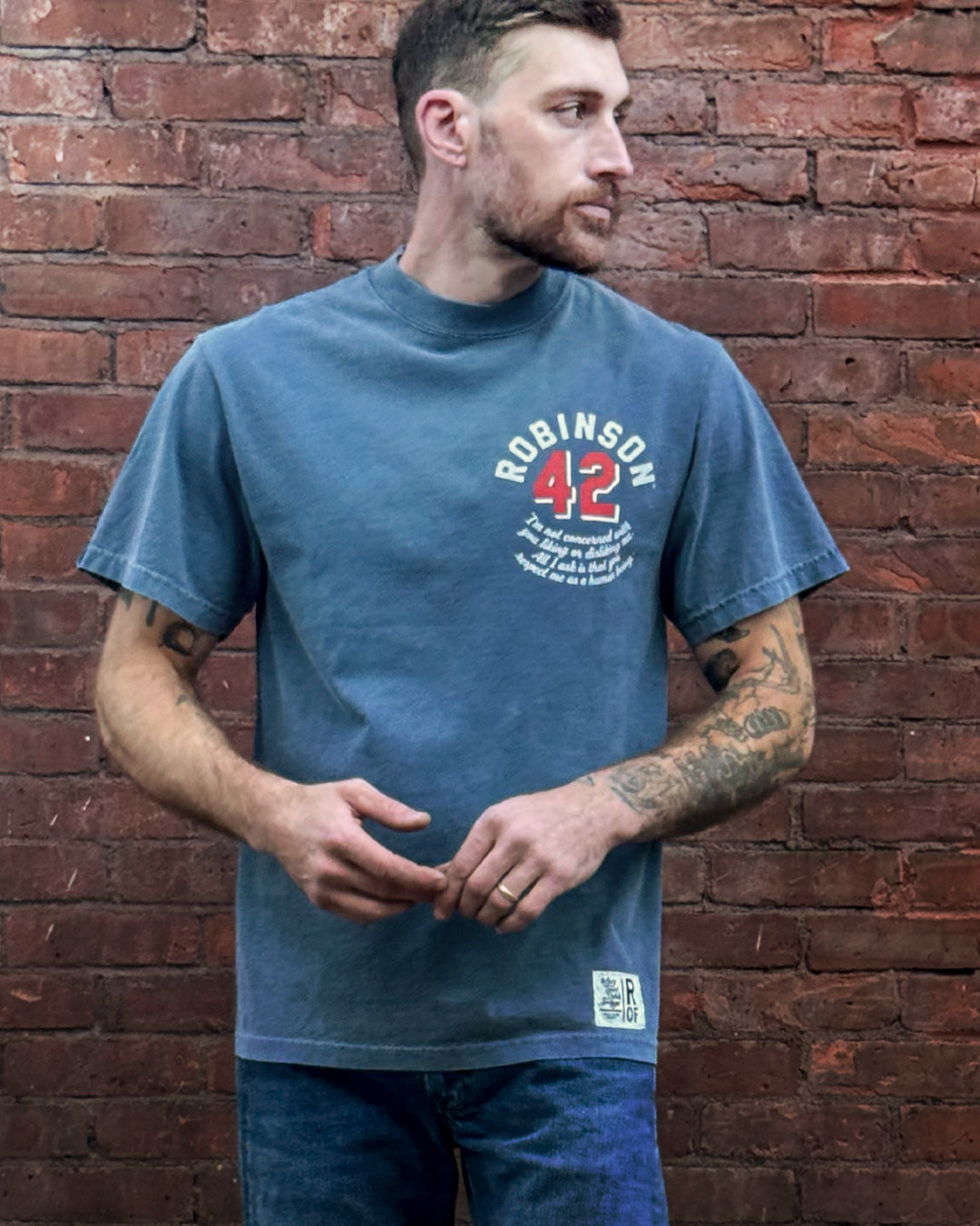 Jackie Robinson Respect #42 Denim Heavyweight Tee