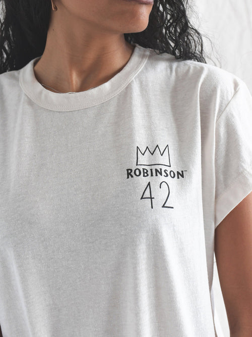 Jackie Robinson Vintage #42 Women's White Tee