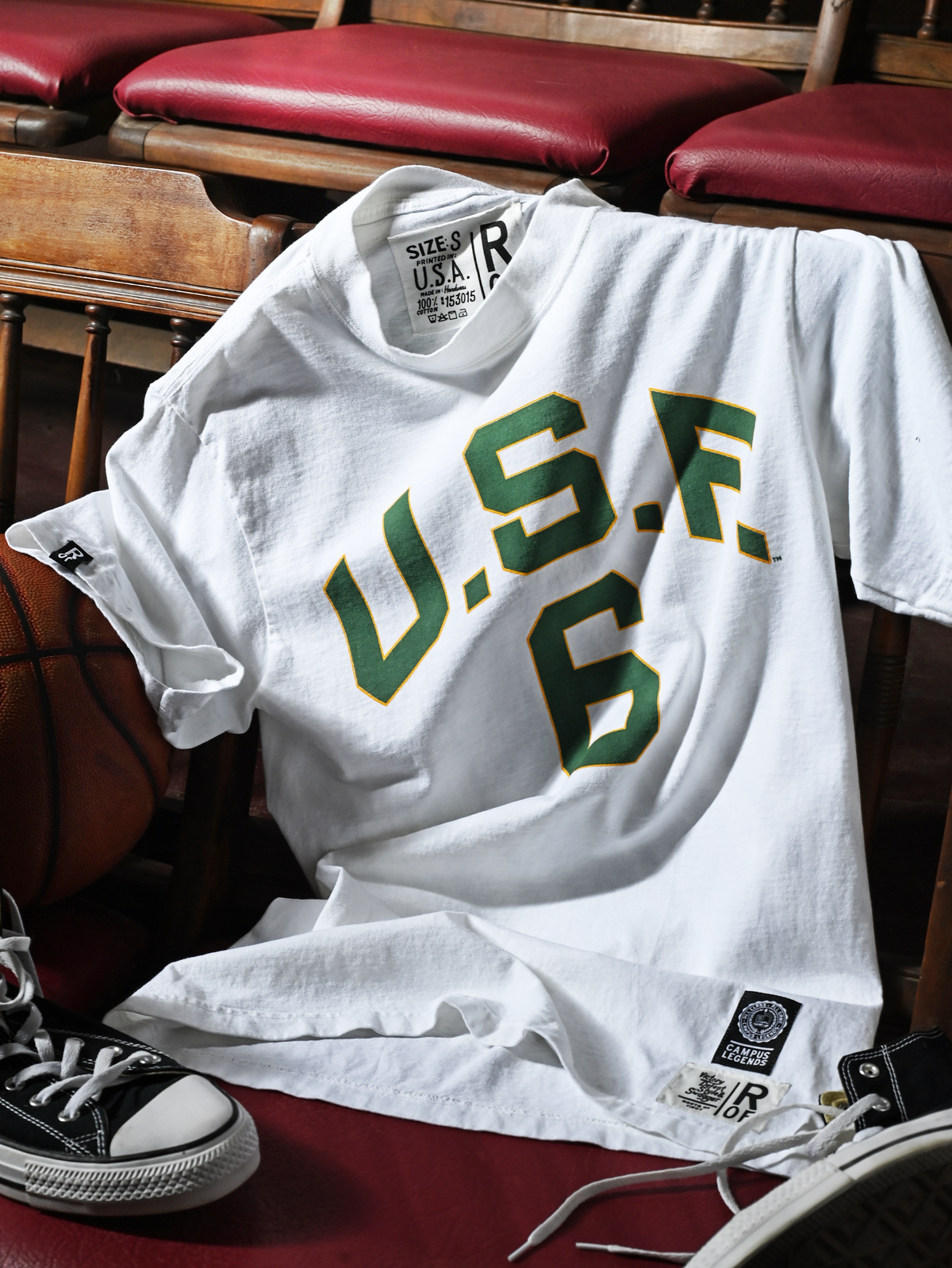 USF - Bill Russell #6 White Heavyweight Tee
