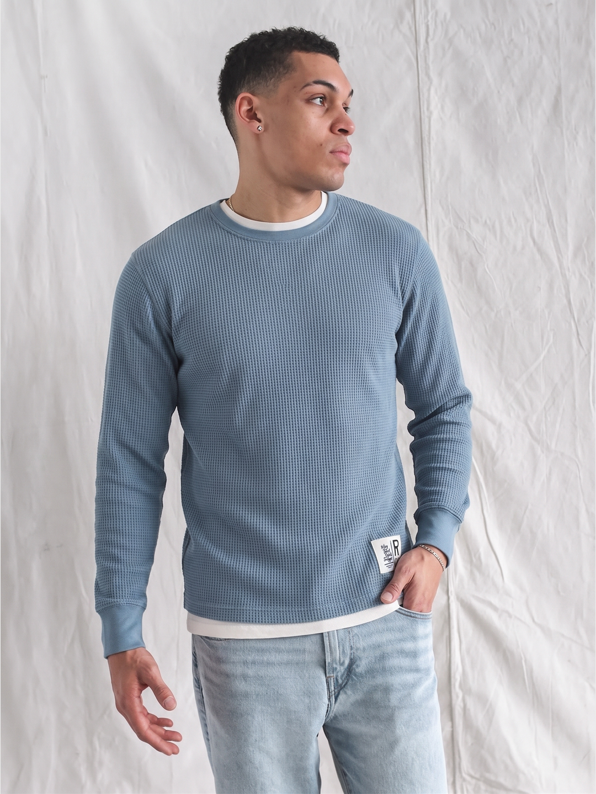 Long Sleeve Vintage Slate Blue Thermal