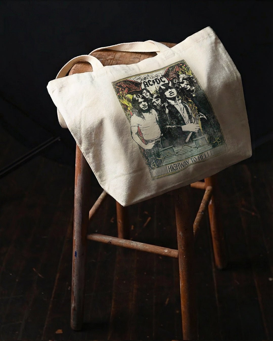 AC/DC Highway To Hell Ivory Tote Bag - Roots of Fight Canada
