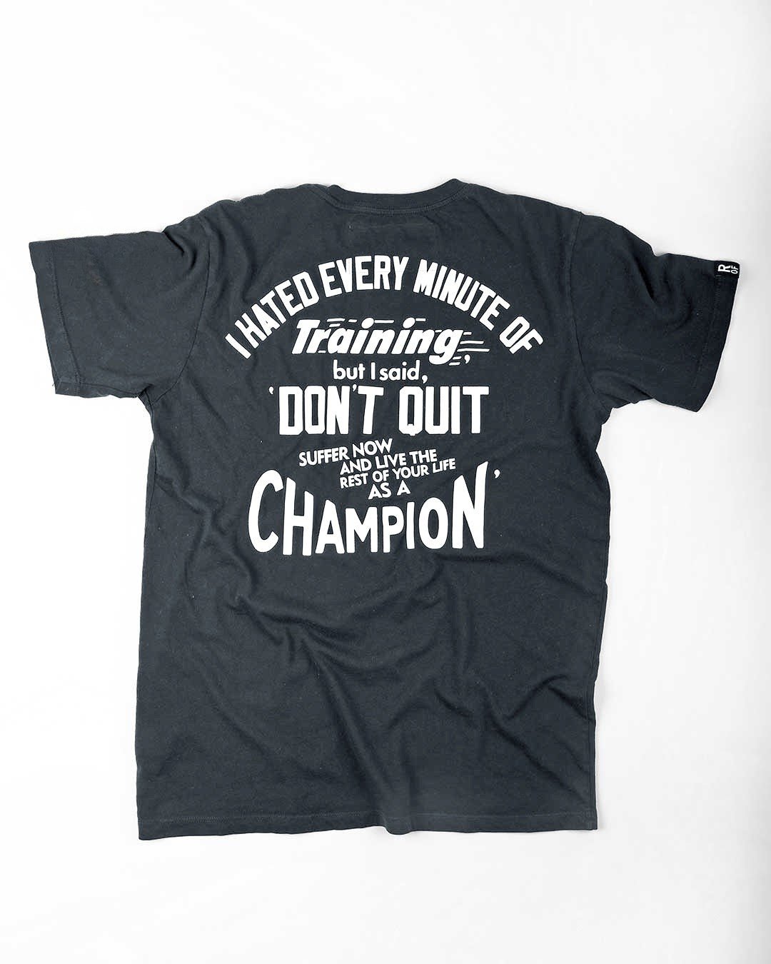 Ali Deer Lake 'Don't Quit' Quote Black Tee - Roots of Fight Canada
