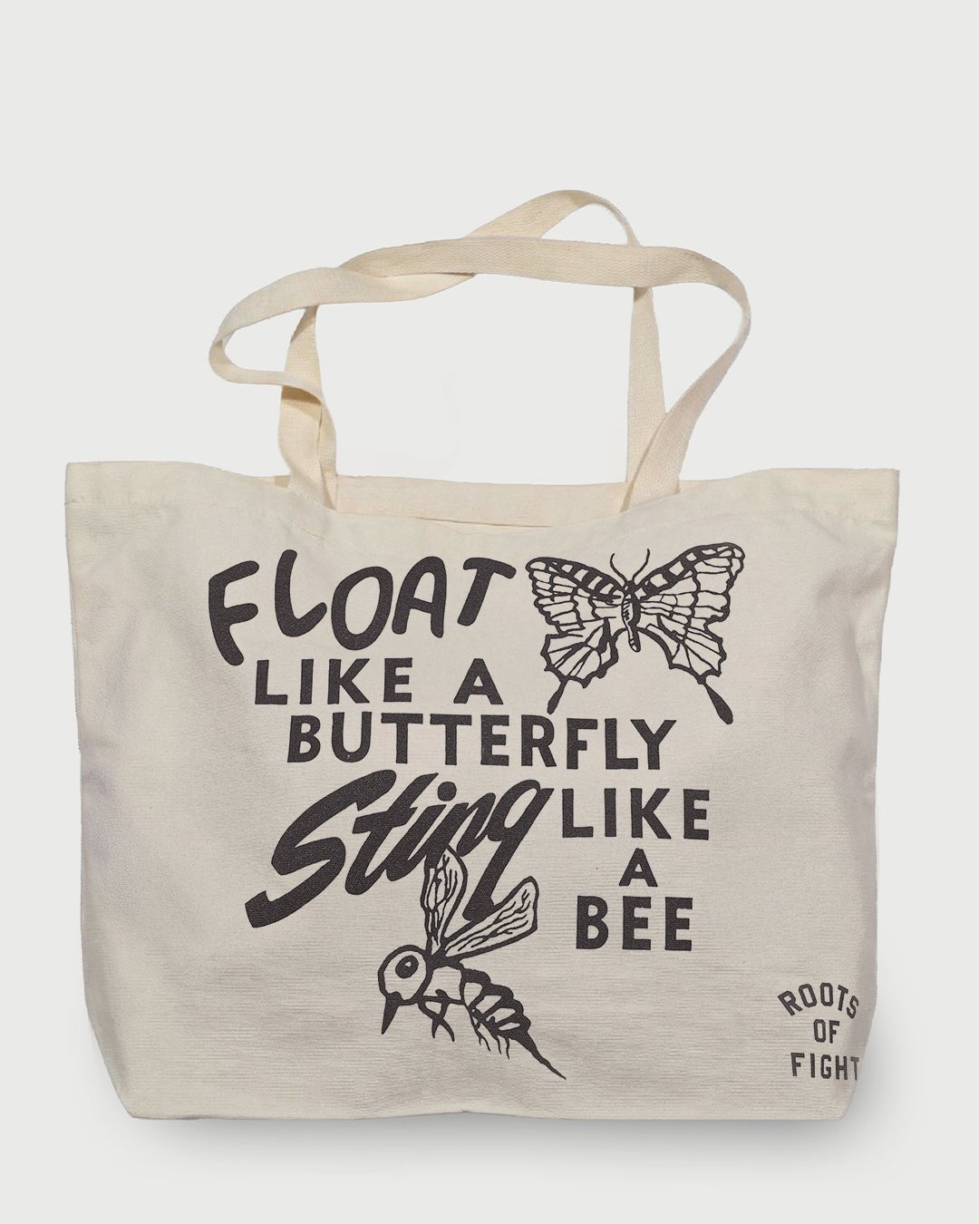 Ali Float Like A Butterfly Ivory Tote Bag - Roots of Fight Canada
