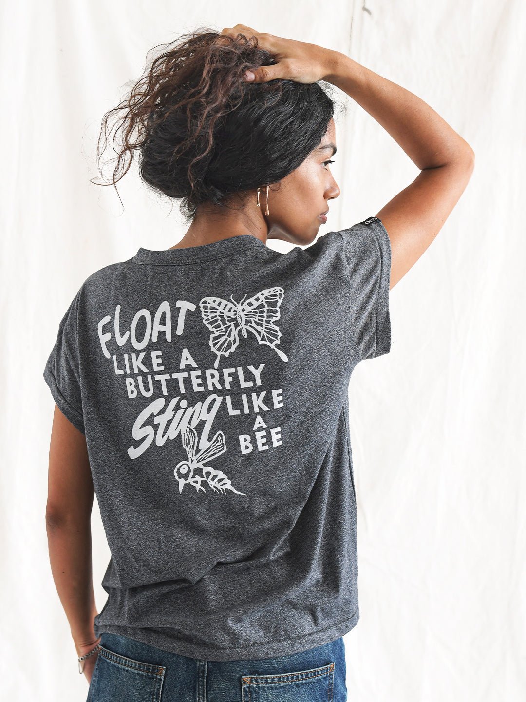 Ali Float Like A Butterfly Women's Black Tee - Roots of Fight Canada