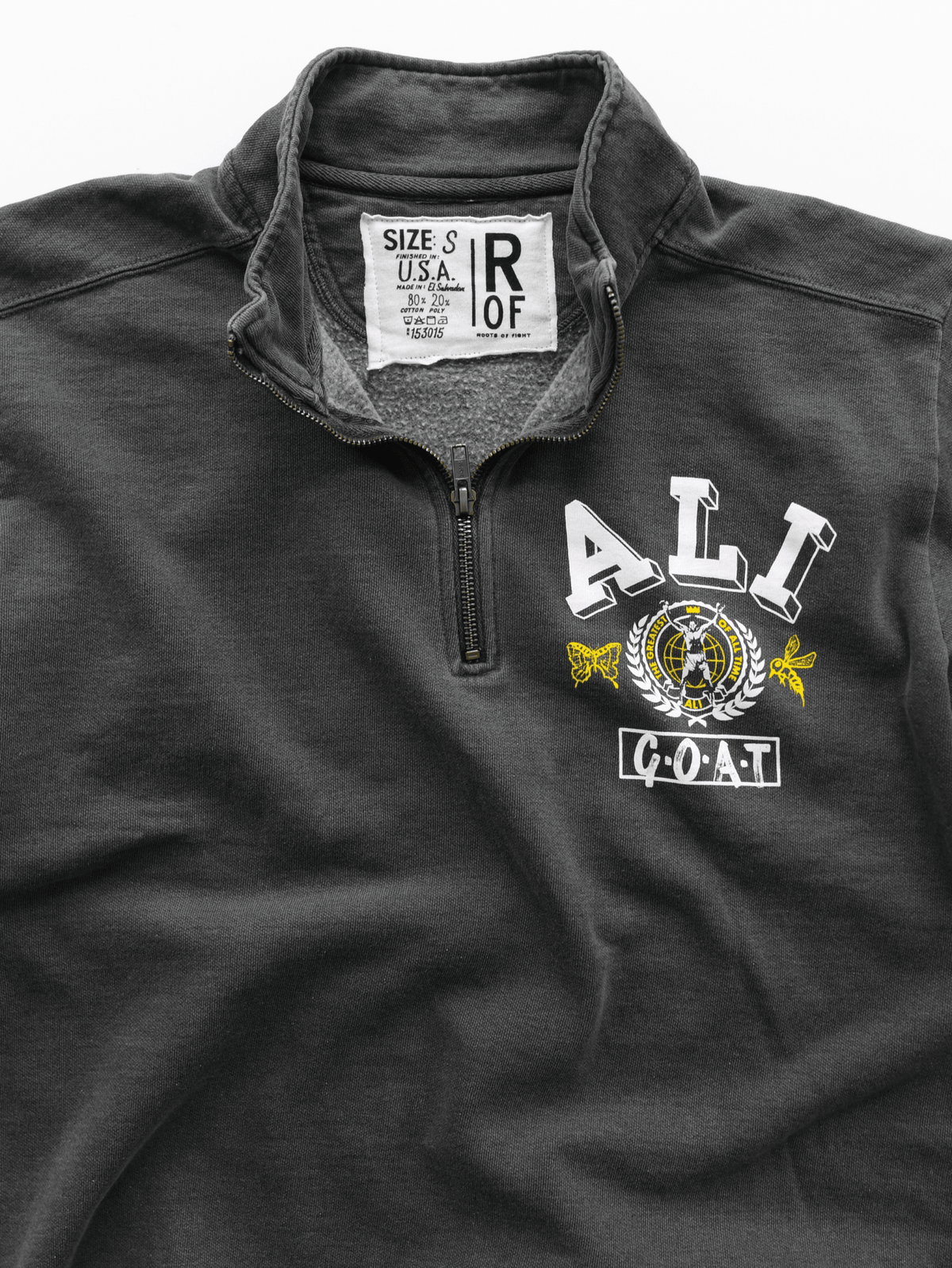 Ali GOAT Charcoal Quarter-Zip Sweatshirt - Roots of Fight Canada