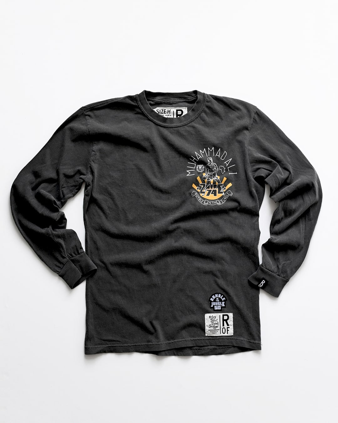 Ali Rumble in The Jungle Charcoal Long Sleeve Tee - Roots of Fight Canada