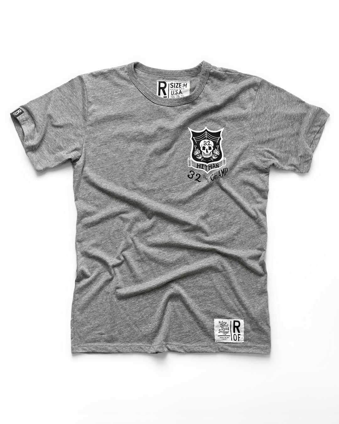 Bret Hart 32 Time Champ Grey Tee - Roots of Fight Canada