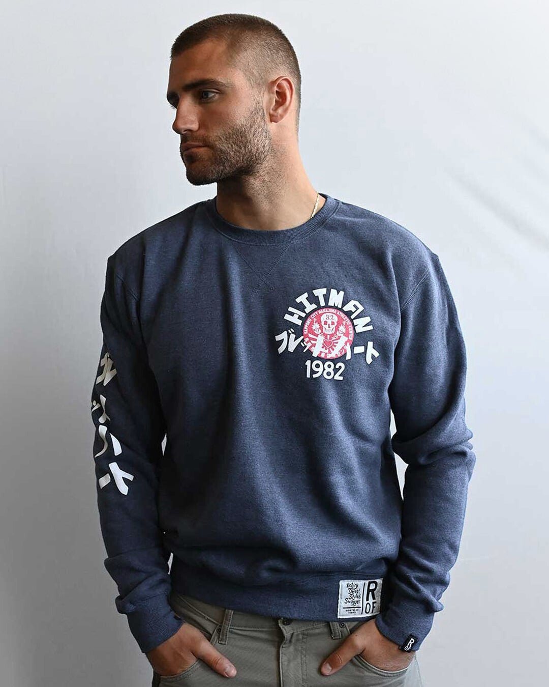 Bret Hart Hitman Japan Navy Sweatshirt - Roots of Fight Canada