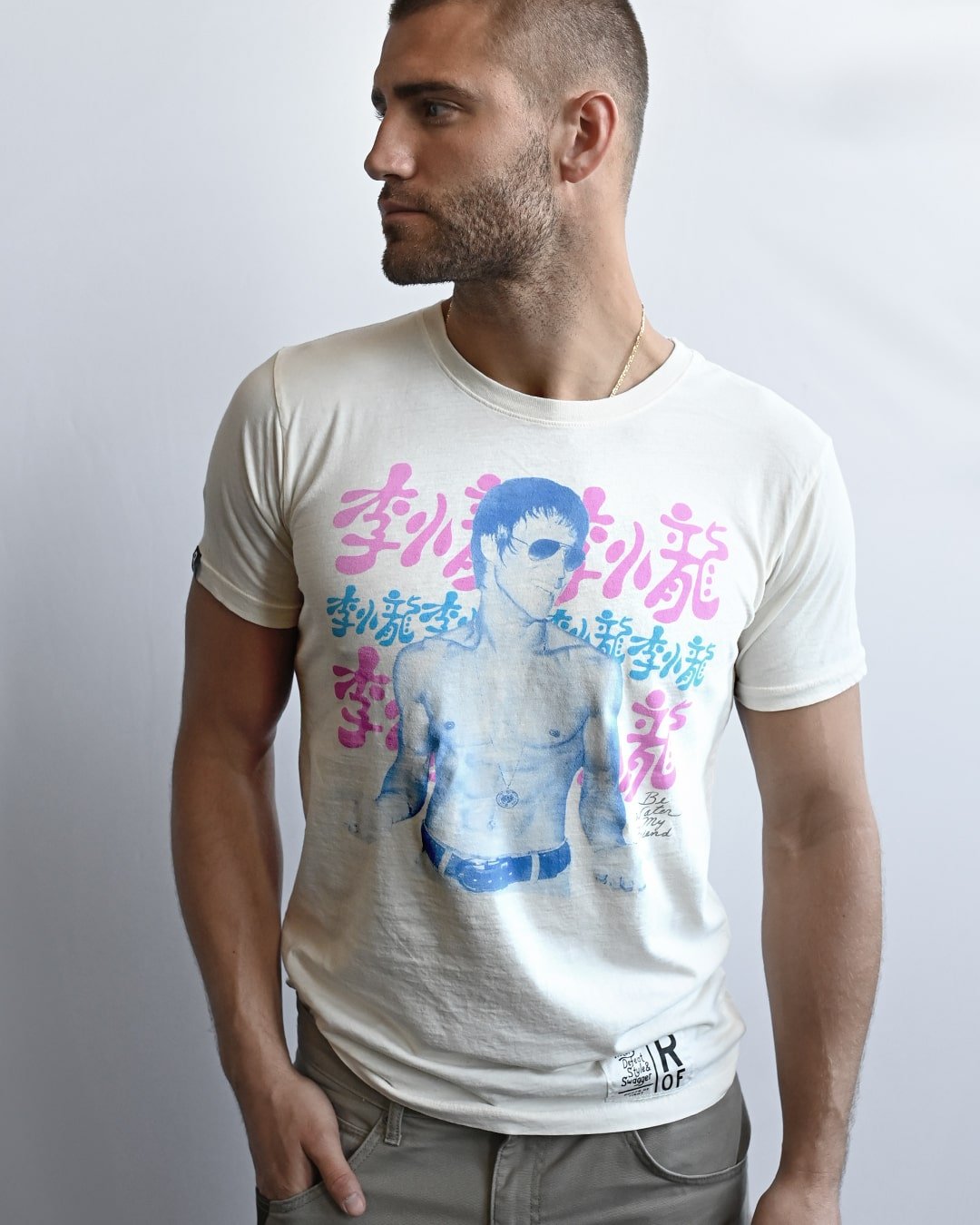 Bruce Lee Photo Vintage White Tee - Roots of Fight Canada