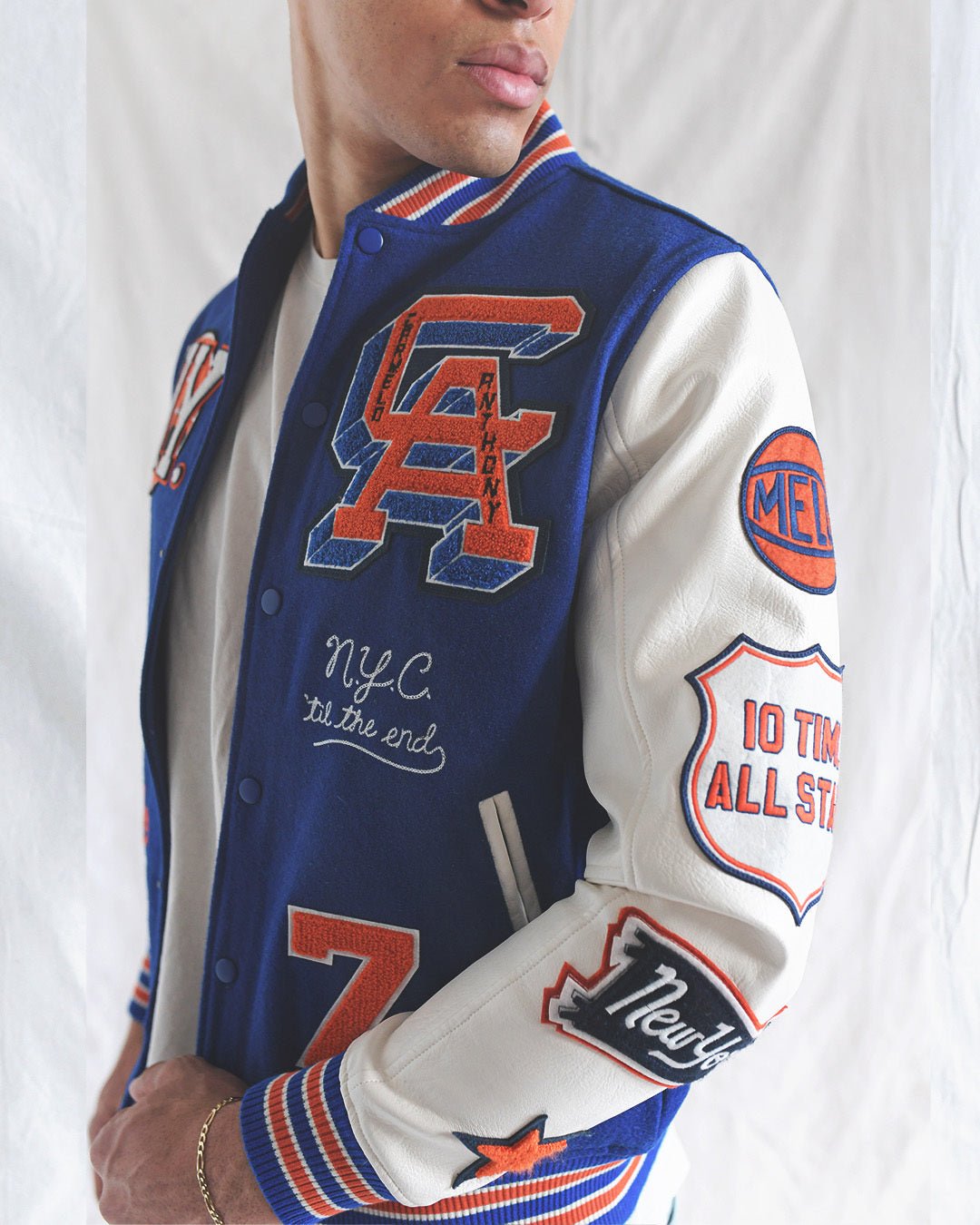 C. Anthony New York Blue Varsity Jacket - Roots of Fight Canada